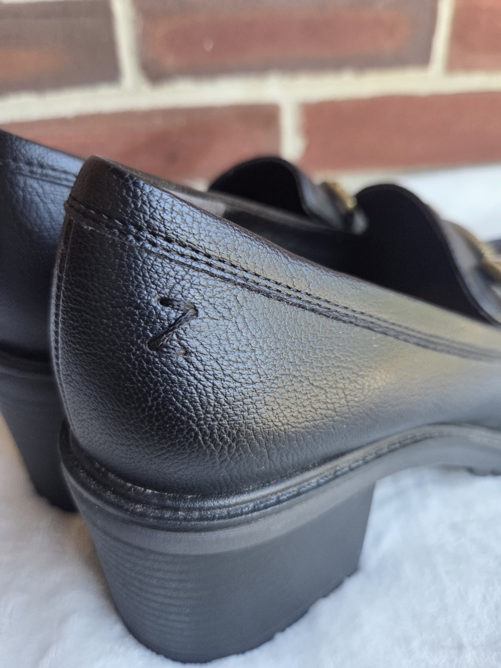 Zodiac Black Faux-Leather Lug Sole Loafers with Gold Buckle - Picture 8 of 12
